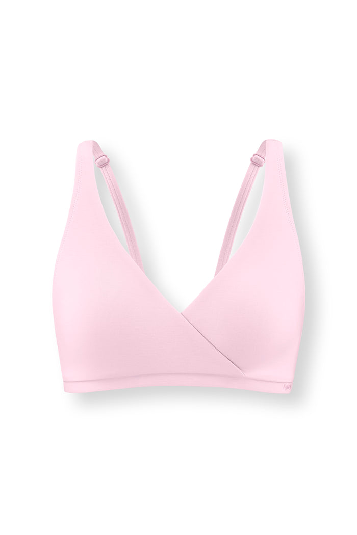 Women's Cross Front Bralette in Peony on white background