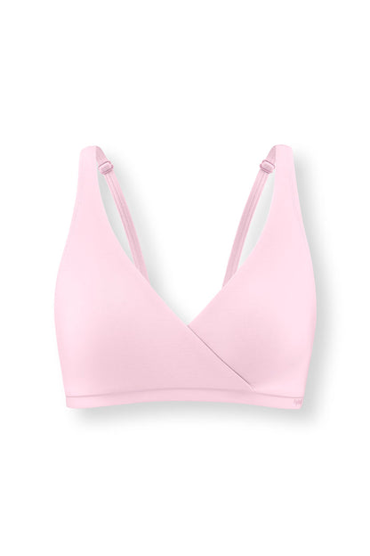 Women's Cross Front Bralette in Peony on white background