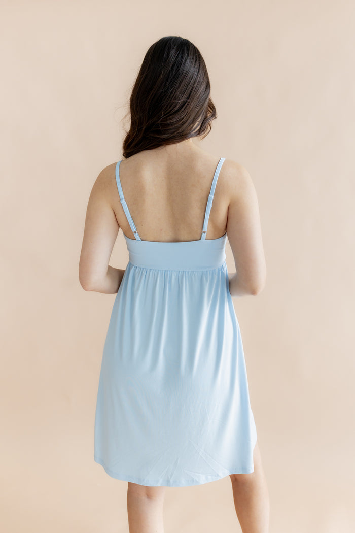 The back of the Women's Nightgown in Breeze showing the two back straps