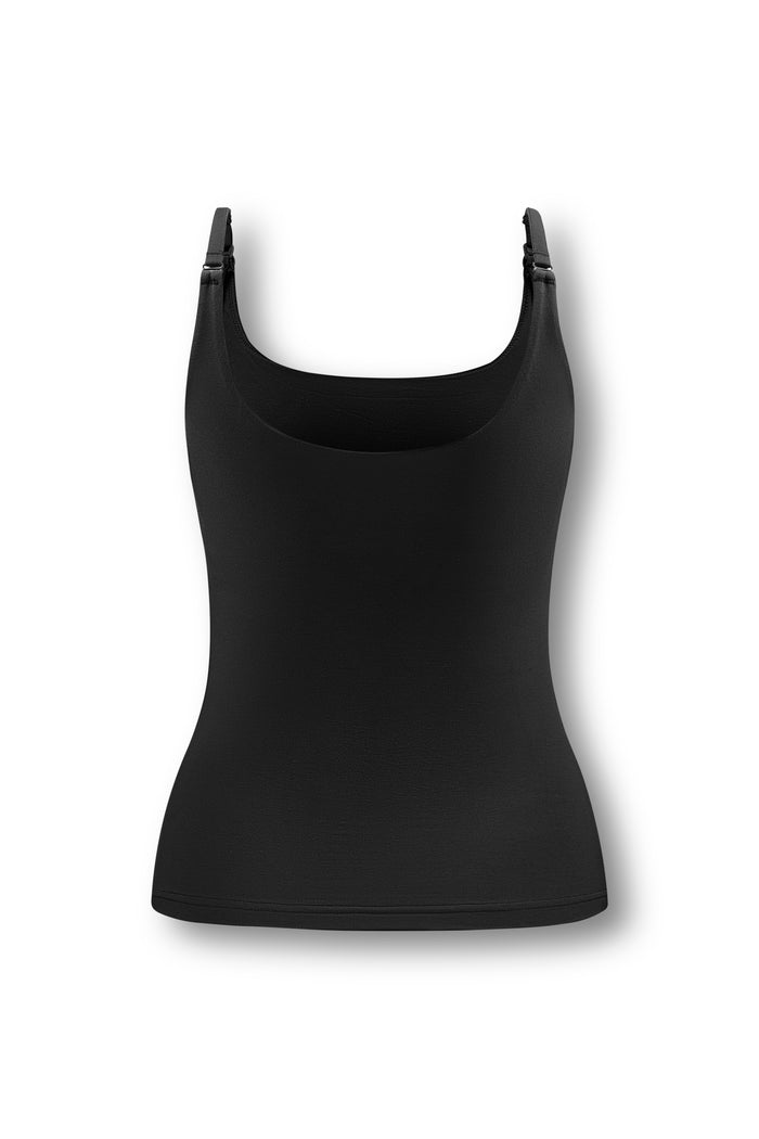 Back side of Women's Nursing Tank in Midnight on white background