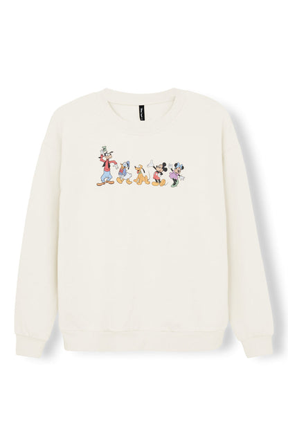 Women's Sweatshirt with Mickey and Friends print on Ecru background