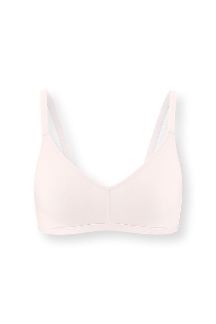 Women's V-Neck Bra in Blonde on white background
