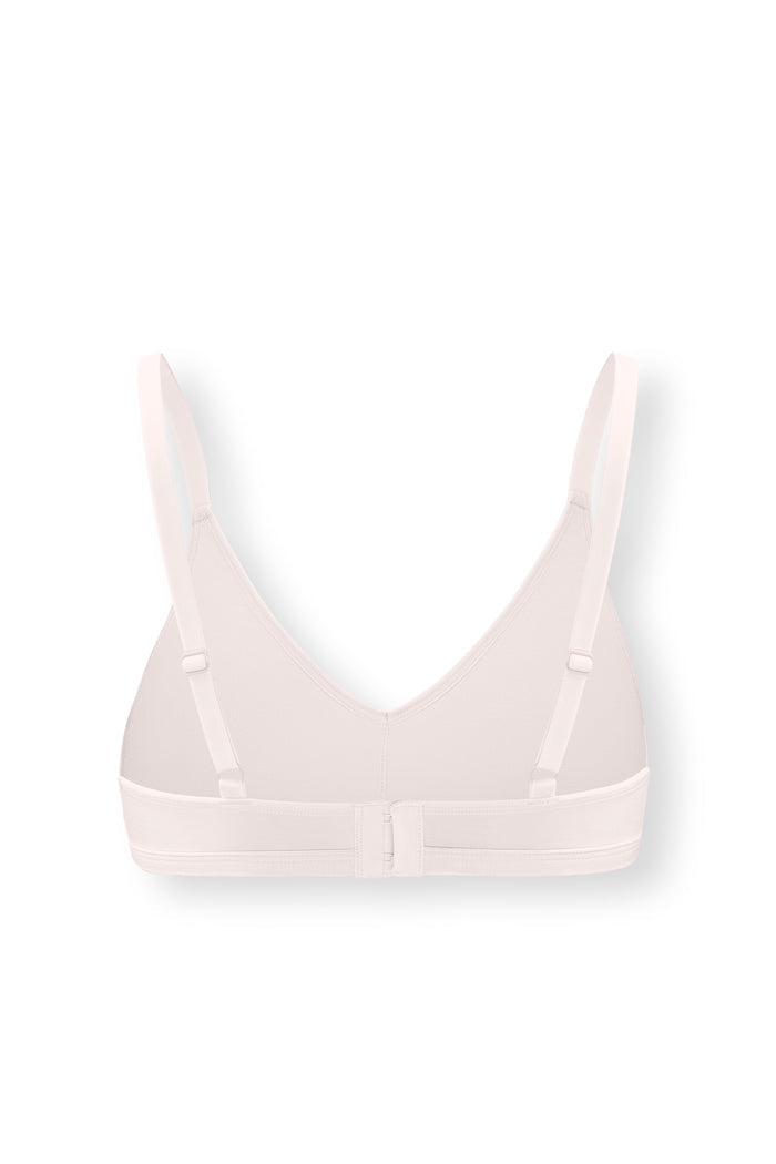 Back side of Women's V-Neck Bra in Blonde on white background