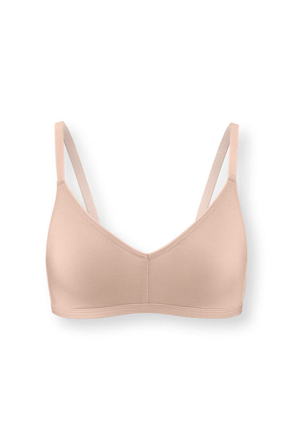 Women's V-Neck Bra in Chai on white background