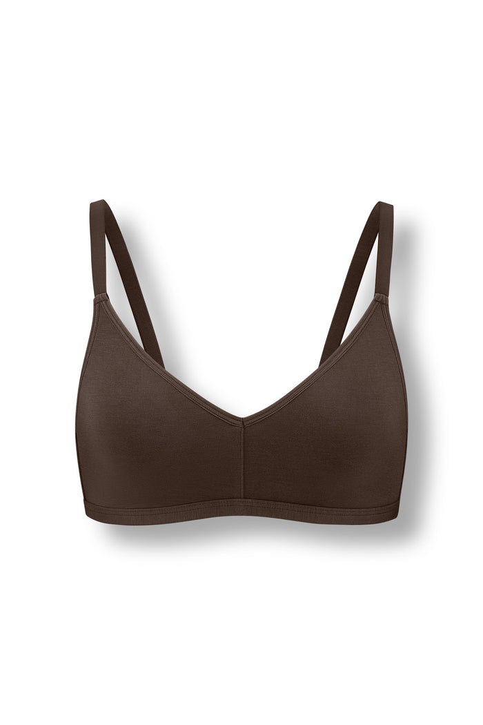 Women's V-Neck Bra in Toffee on white background