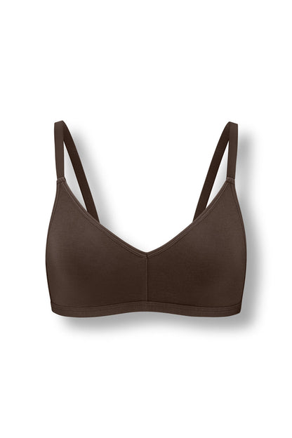Women's V-Neck Bra in Toffee on white background