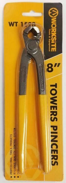 Worksite Tower Pincer 8 inch Hand Tool. Rust-Resistant Finish, Comfortable Handle, the perfect choice for any job around the house or at the construction site. Great for pulling and grabbing. WT1528 Worksite Hand Tools