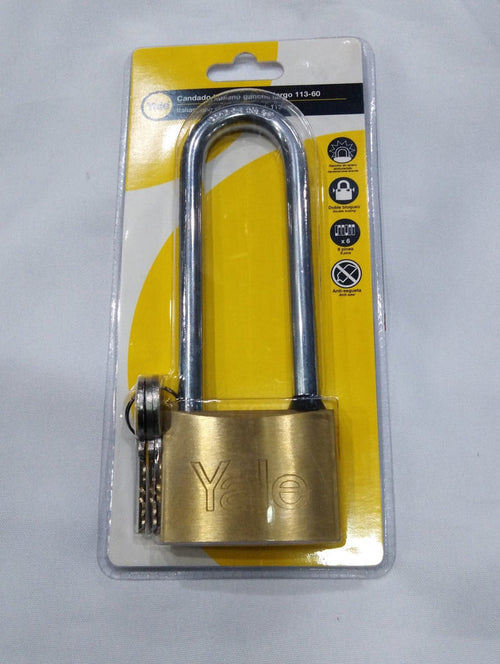 Yale Italian Long Shackle Padlock (113-50). A Durable & Rigid Lock to Ensure Security - 0010651 Mega