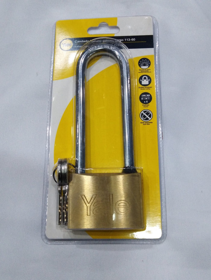 Yale Italian Long Shackle Padlock (113-50). A Durable & Rigid Lock to Ensure Security - 0010651 Mega